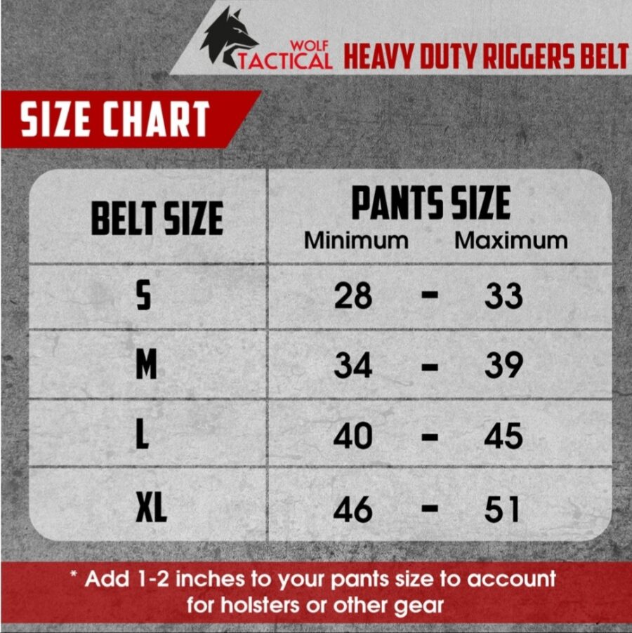 RIGGERS BELT SIZING