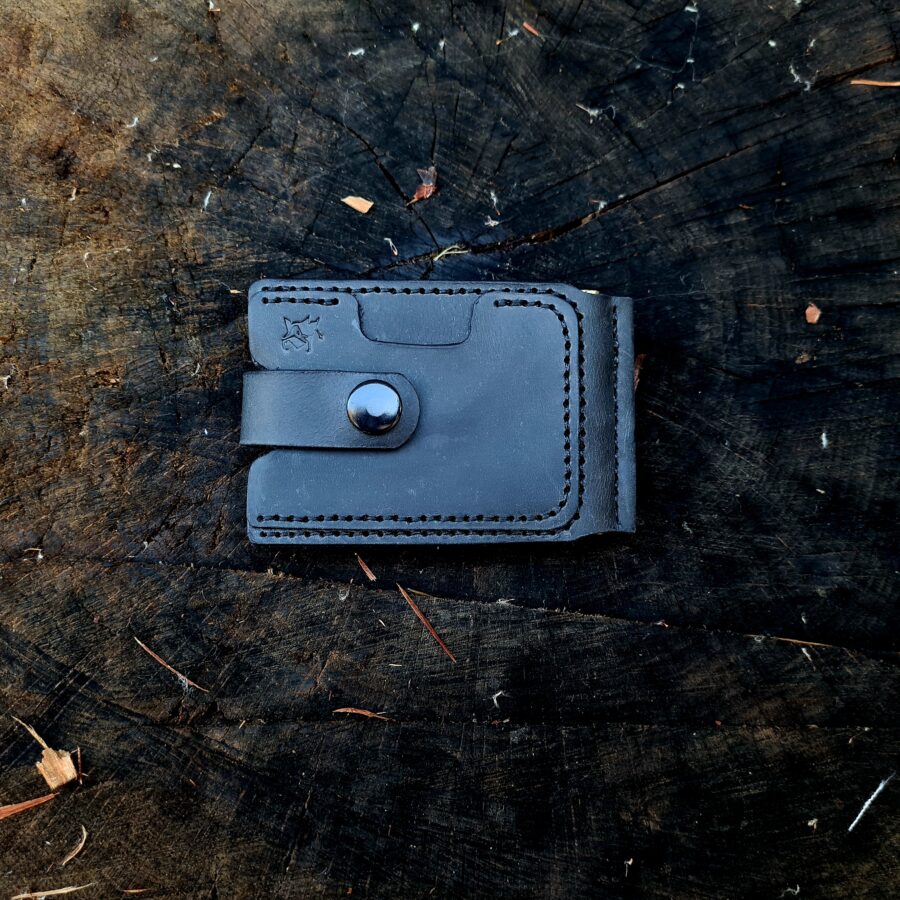 Black handmade leather wallet for men
