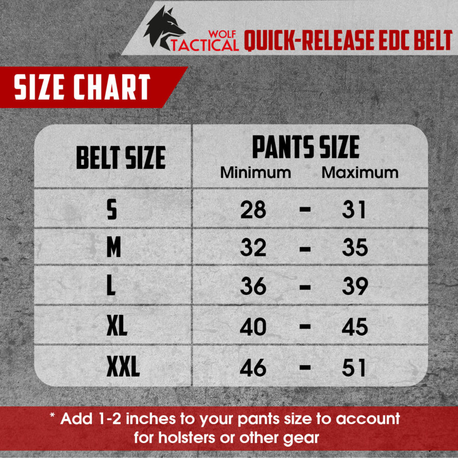 WOLF TACTICAL BELT SIZES