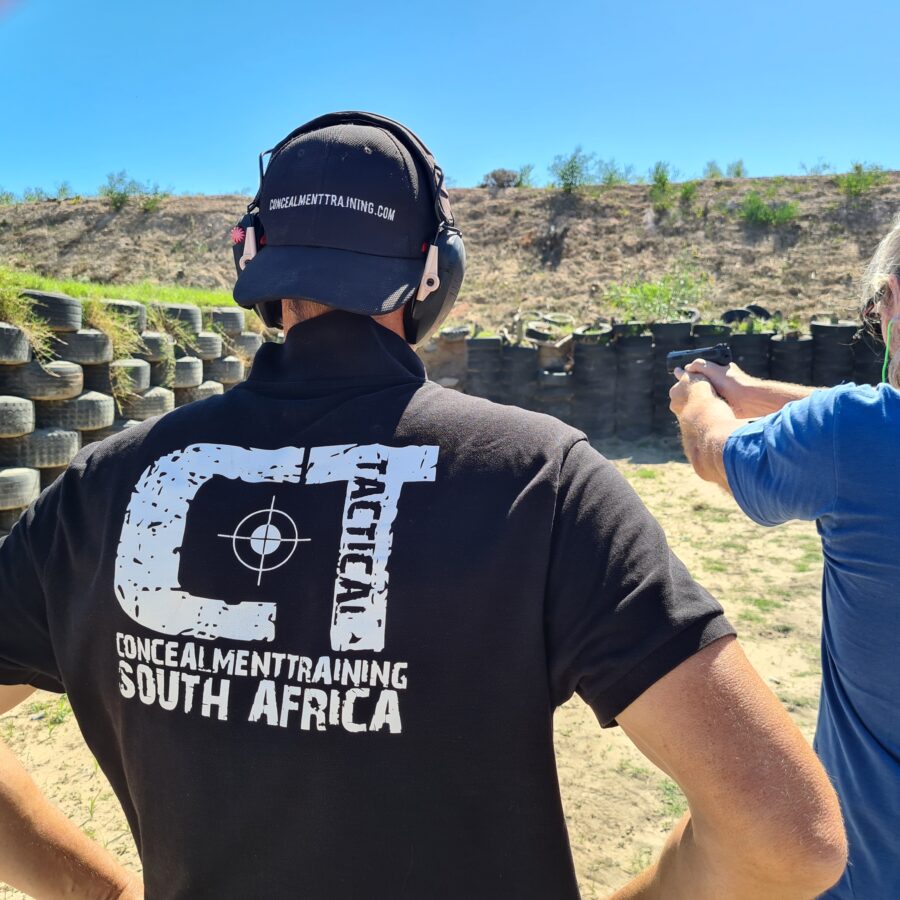 Working on firearm fundamentals with my client.